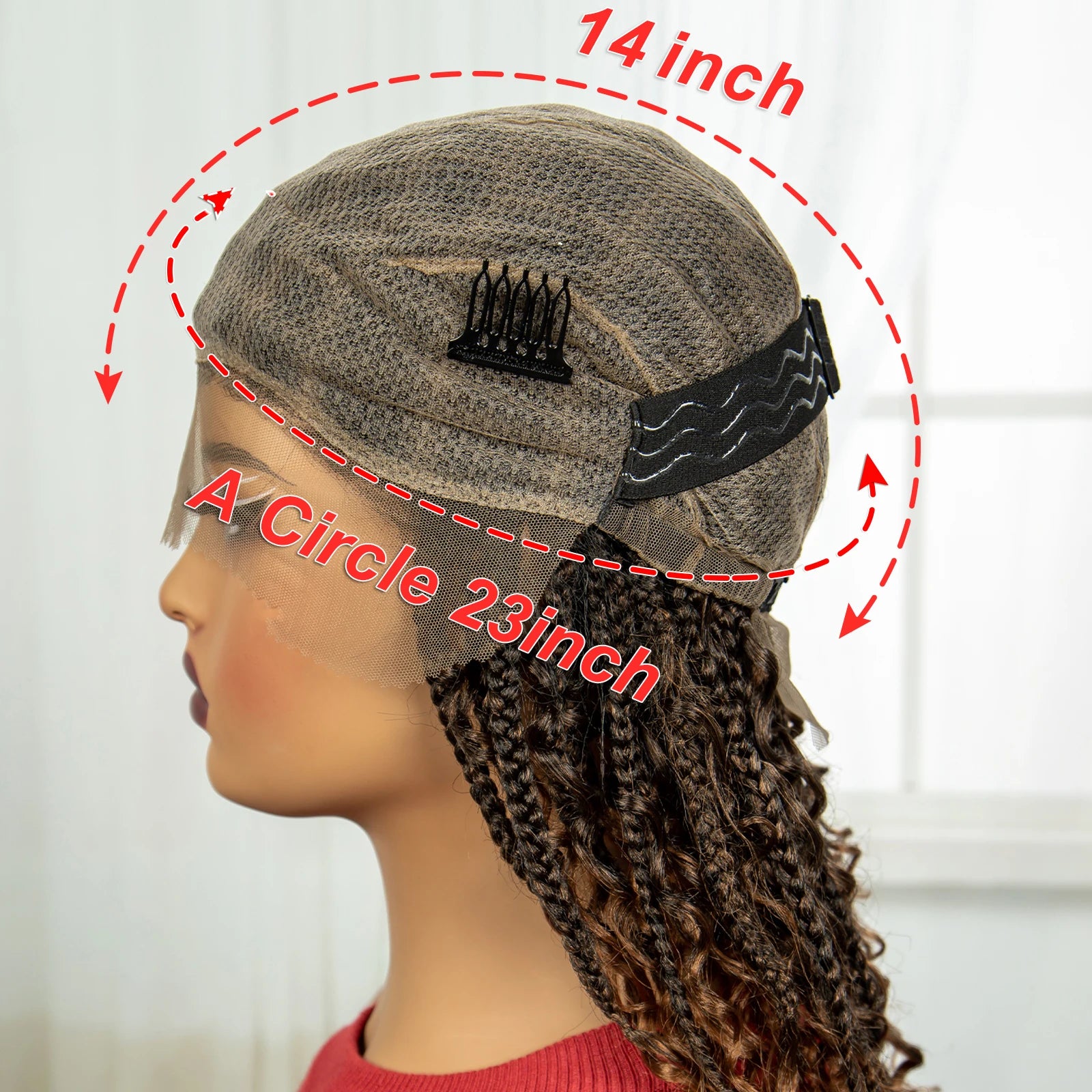 Burgundy Curly Ends Knotless Braids Bob Wig | 99J | Full Lace | Boho Style Luxegan