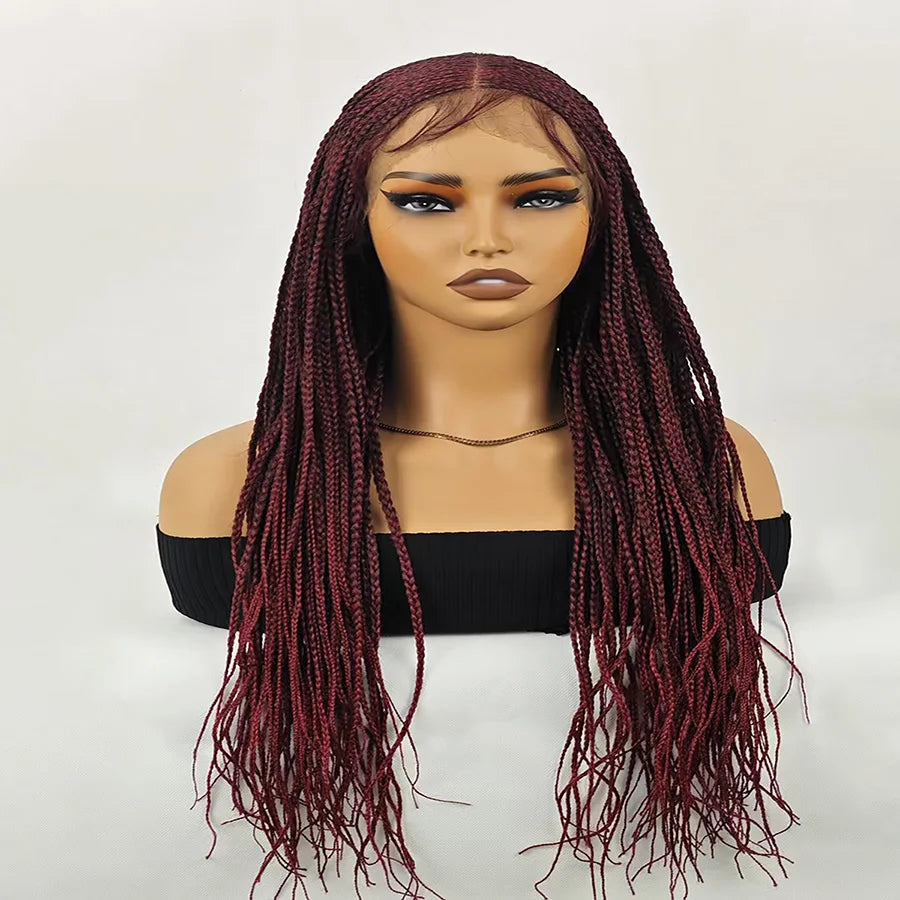 30 Inch Knotless Box Braids Wig | Full Lace Front | Deep Wave | Lightweight | For Black Women