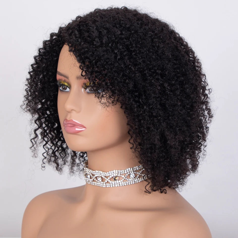 Ombre Highlight Afro Kinky Curly Human Hair Bob Wig | Full Machine Made Brazilian Remy Luxegan