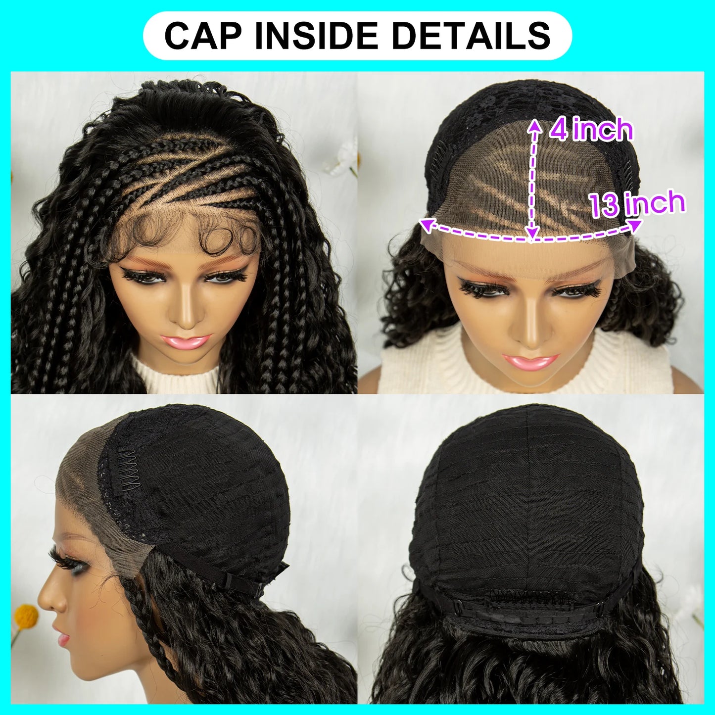 Burgundy Cornrow Stitch Curly Braids Wig | 13x4 Lace Front | Baby Hair | KIMA Luxegan
