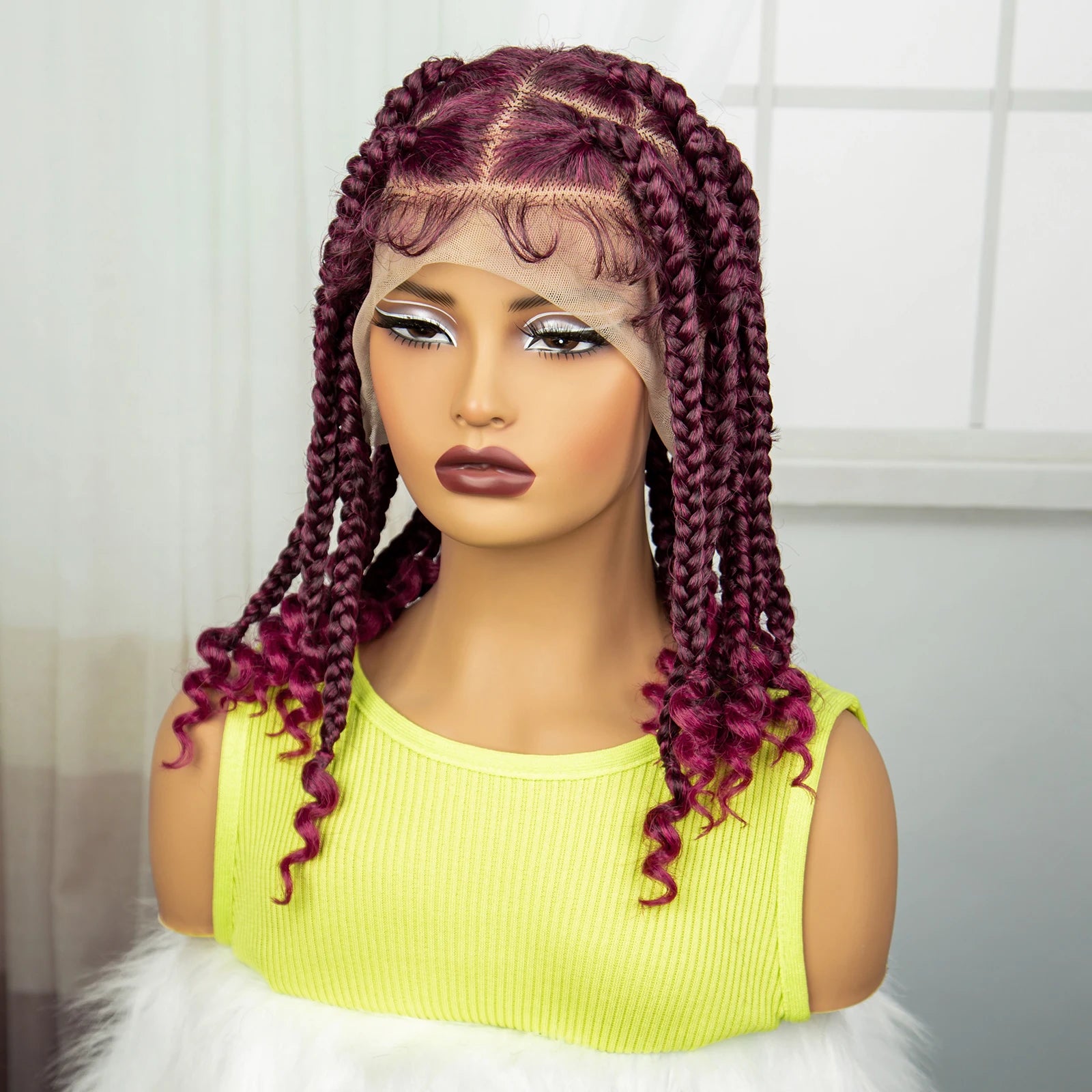 HD Full Lace Knotless Box Braids Wig with Curly Ends | Baby Hair Luxegan