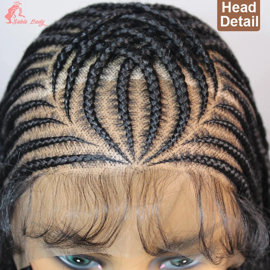 36" Knotless Box Braids Wig | Fulani Cornrows | 360 Full Lace | Baby Hair | Black Women Luxegan