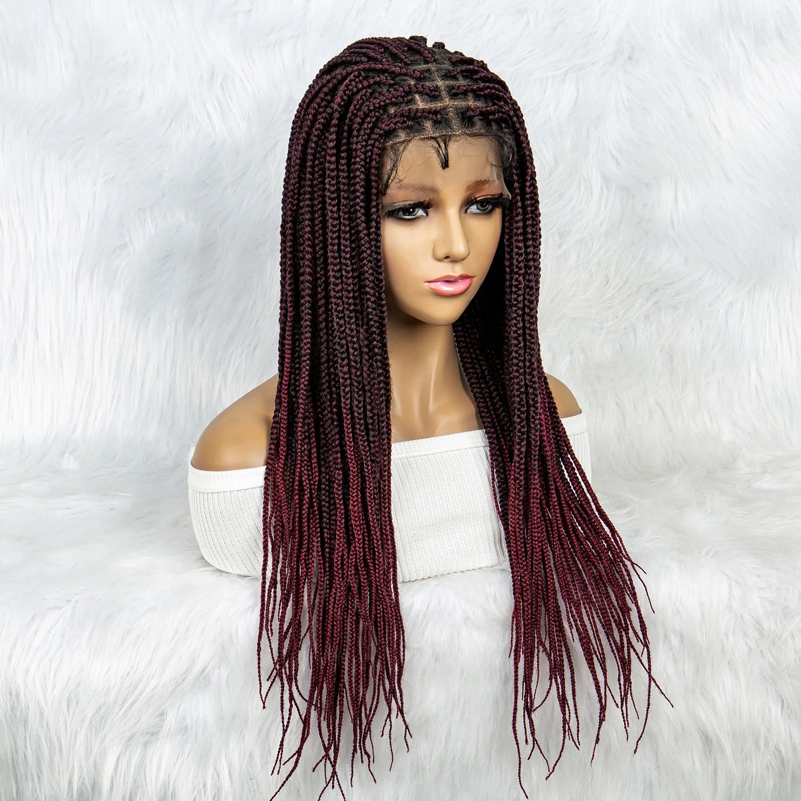 Colorful Knotless Box Braids Wig | Full Lace Front with Baby Hair Luxegan