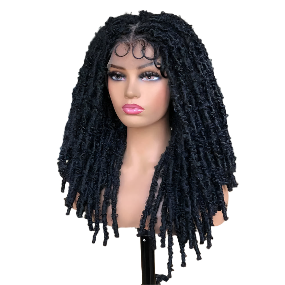 Blue Butterfly Locs Full Lace Braided Wig | 20" Faux Locs | Crochet Hair | Synthetic Braids | Women