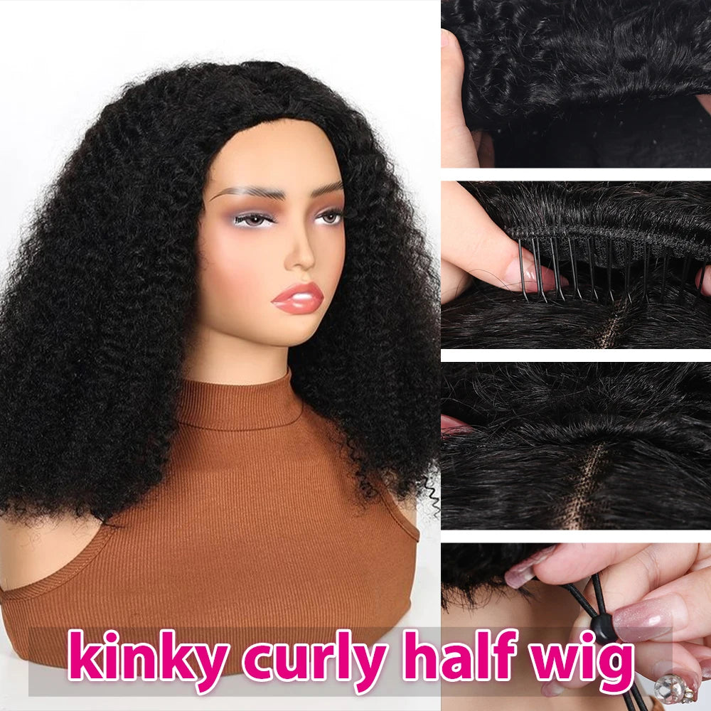 Glueless Half Wig | Malaysian Remy Human Hair | Jerry Curly, Kinky Curly & Kinky Straight Luxegan