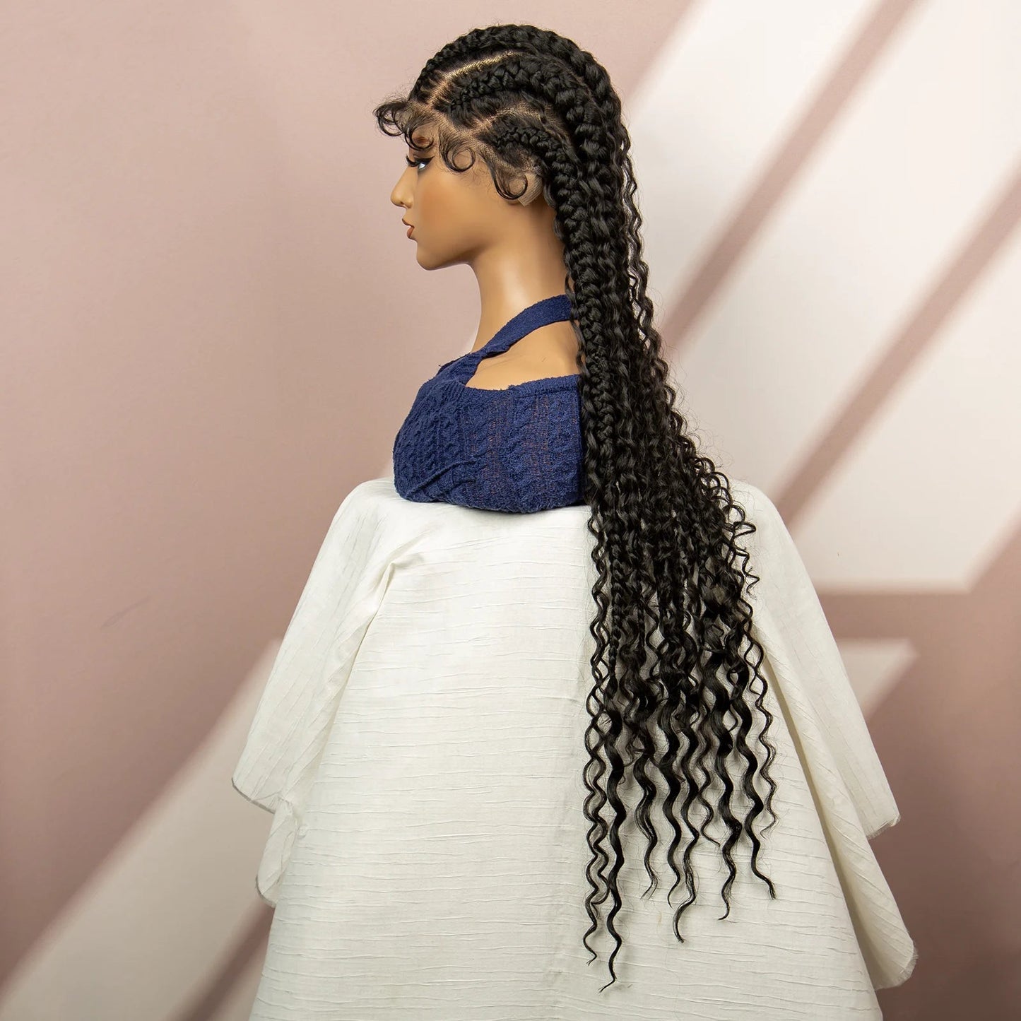 34" Cornrow Braided Wig | Full Lace | Baby Hair | Boho Braids | Kanekalon Synthetic Luxegan
