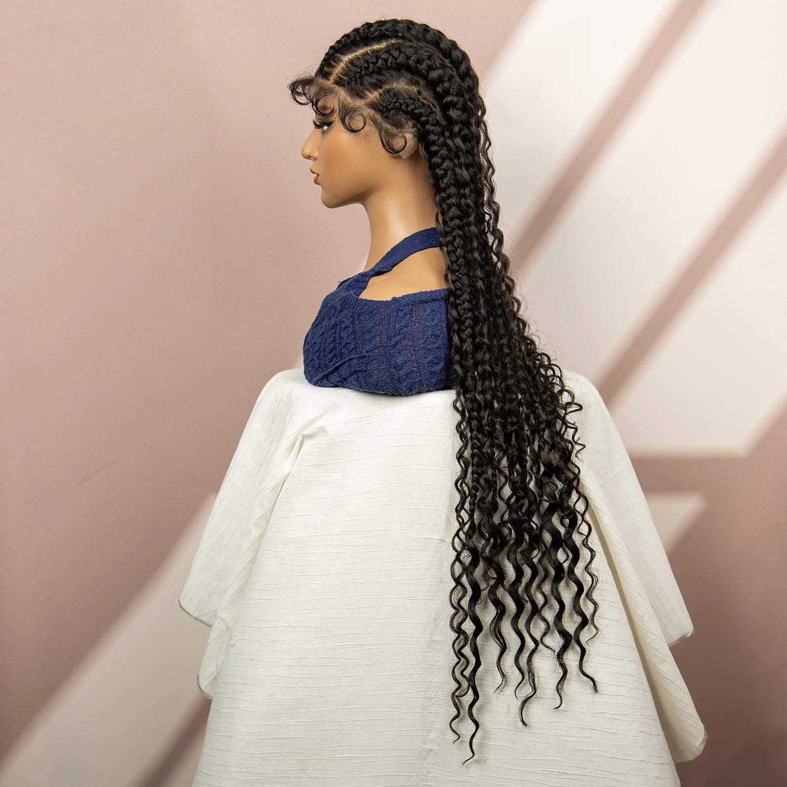 34" Cornrow Braided Wig | Full Lace | Baby Hair | Boho Braids | Kanekalon Synthetic Luxegan
