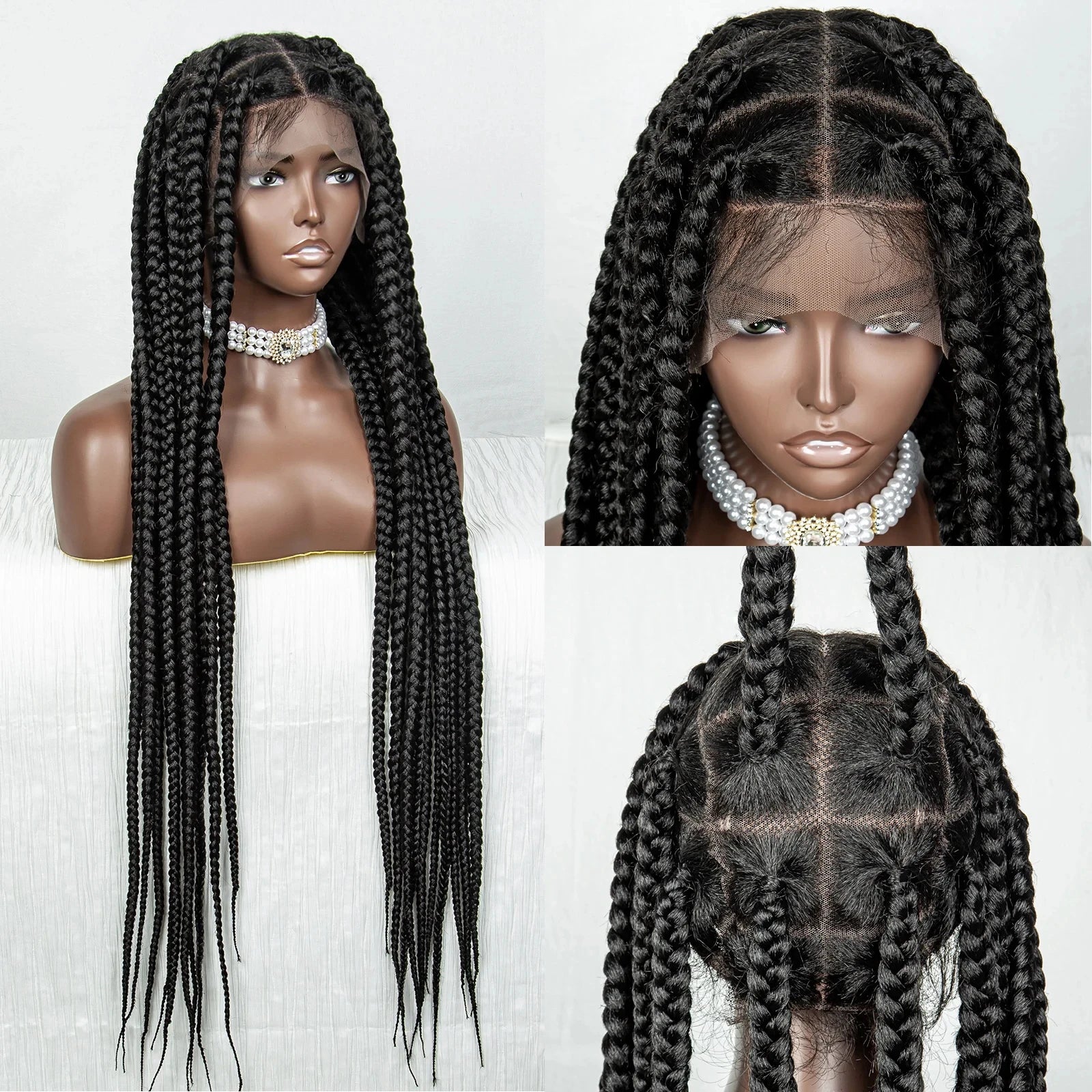 36" Orange Knotless Box Braids Wig | Transparent Full Lace | Baby Hair Luxegan