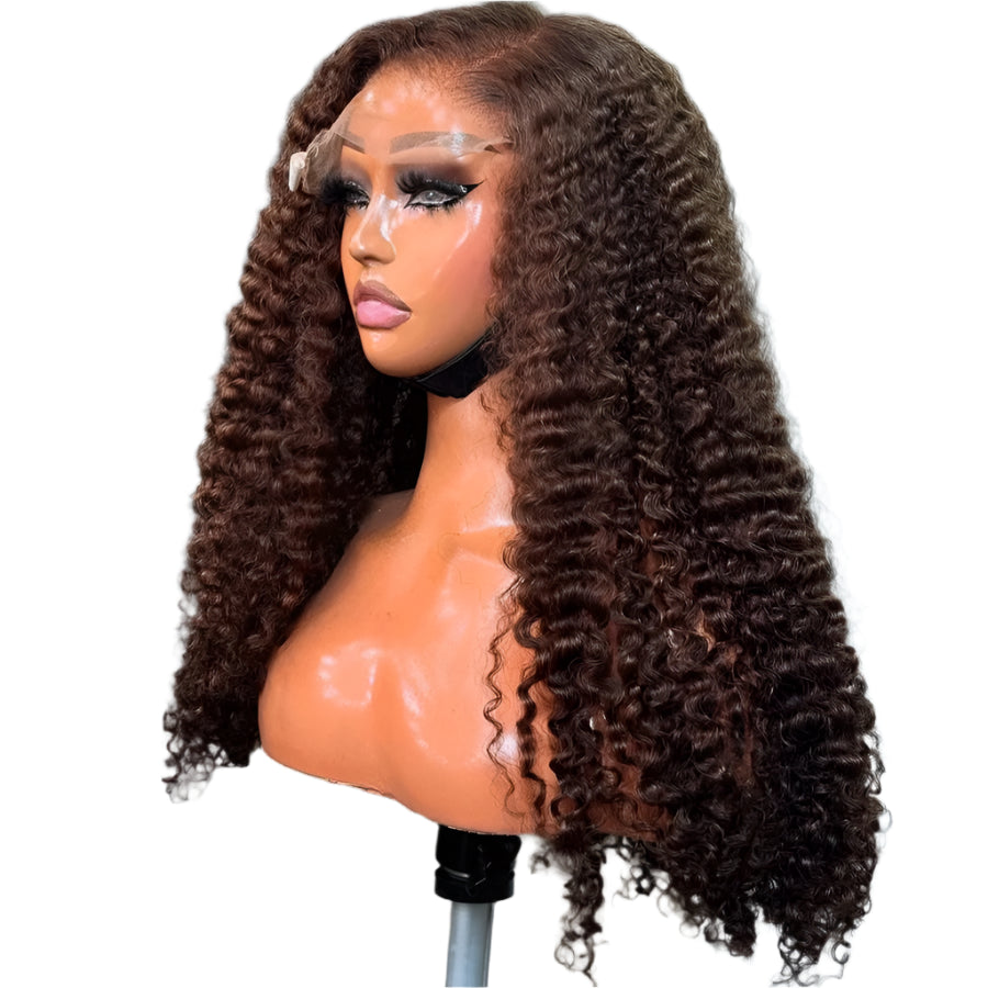 Brown Burmese Curly HD Lace Frontal Wig | Glueless Ready-to-Wear Human Hair Luxegan