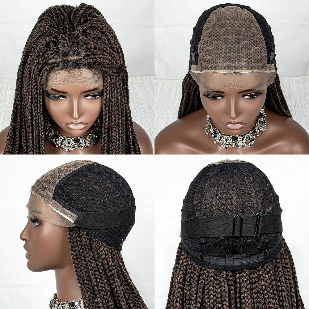 36" Water Wave Braided Wig | Lace Front | Baby Hair | Long Braids Luxegan