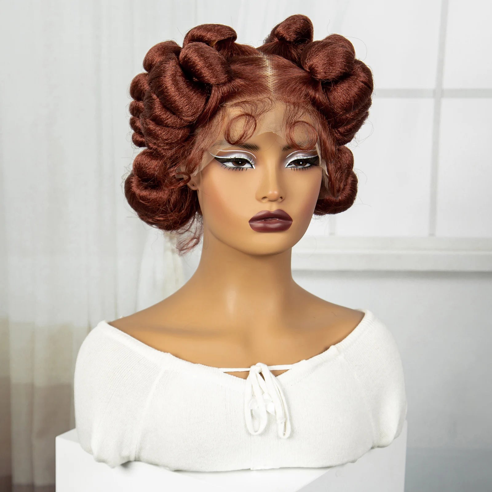 Ginger Full Lace Handmade Bantu & Dreadlock Braided Wig with Baby Hair | Synthetic Braided Wig for Black Women Luxegan