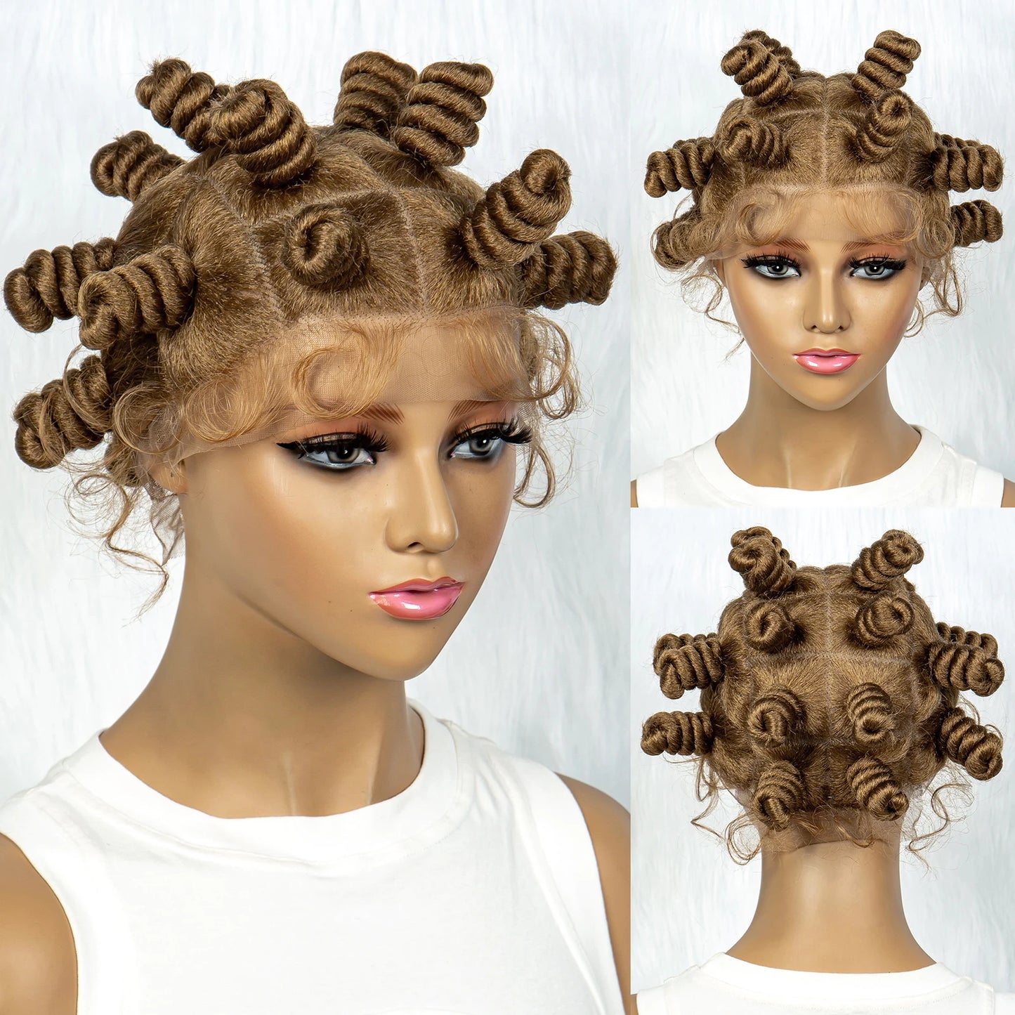 Knotless Braids Wig with Twist Buns | Full Lace African Braiding Hair Luxegan
