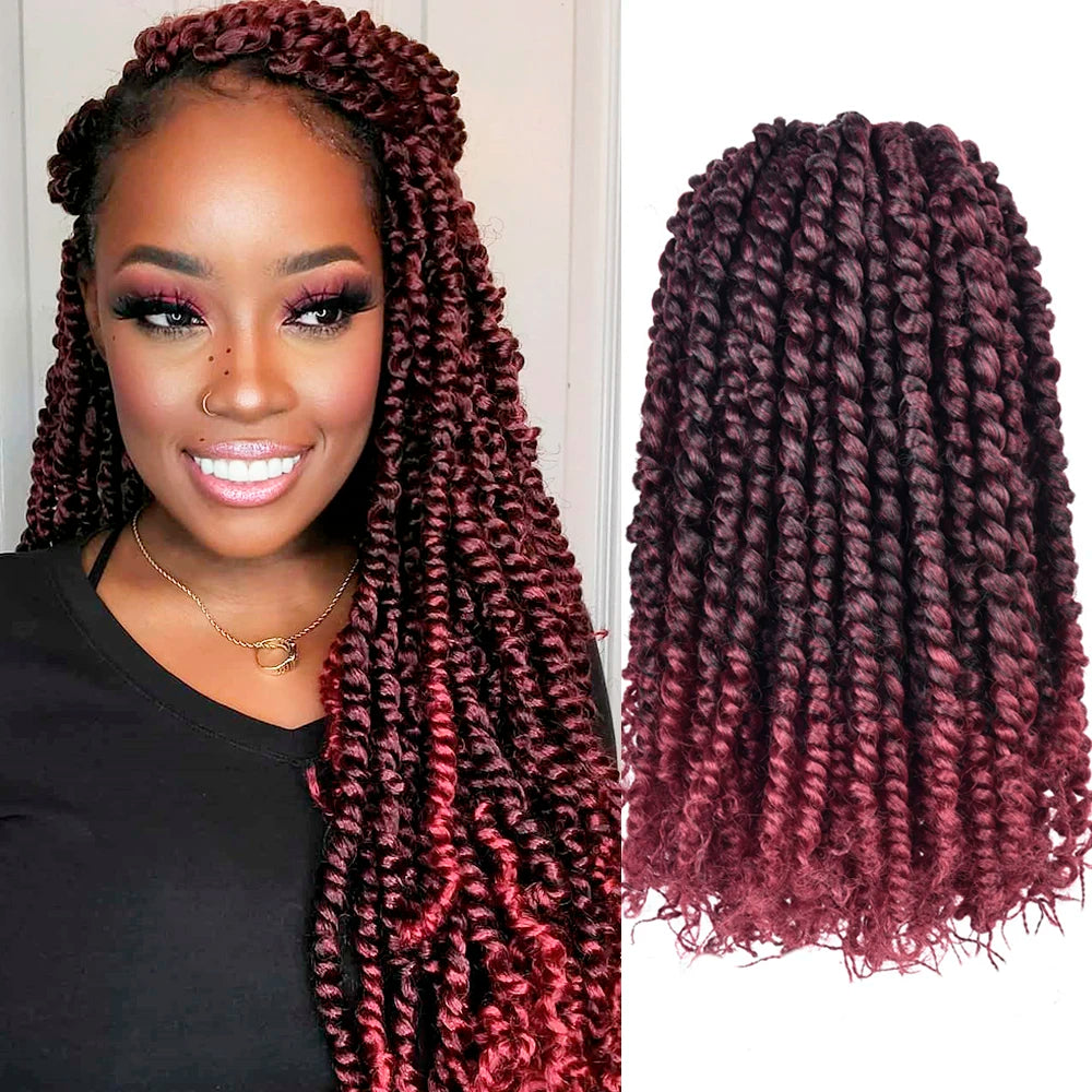 14" Passion Twist Crochet Hair | Pre-twisted Spring Twist | Ombre Options Luxegan