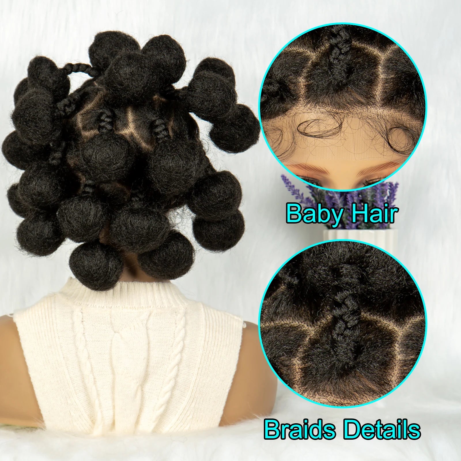 KIMA Bantu Knotless Braids Bun Wig | Full Lace with Baby Hair Luxegan