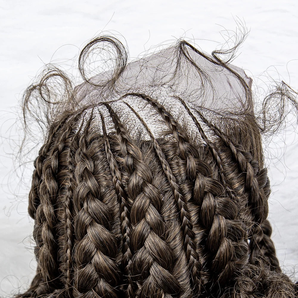 Water Wave Braided Lace Front Wig with Baby Hair | Soft Synthetic African Braids Luxegan