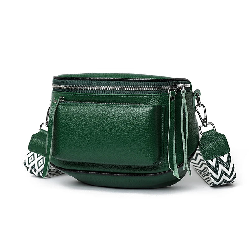 Genuine Leather Saddle Bag | Casual Cowhide Shoulder & Crossbody Bag Luxegan