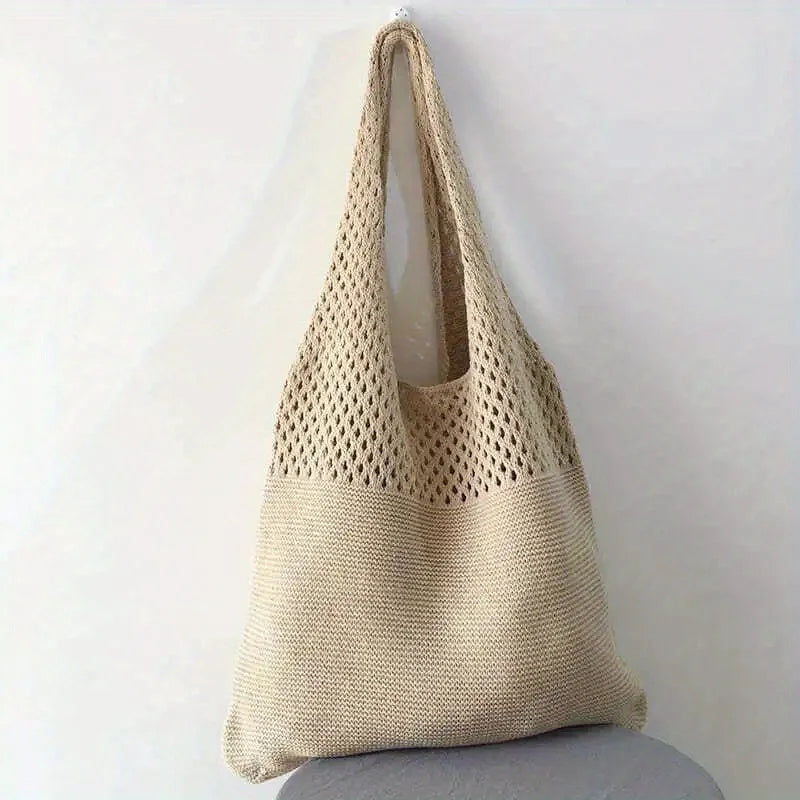 Large Capacity Retro Hollow Crochet Bag | Spacious Interior for Daily Essentials & Ideal for Grocery Shopping or Travel Luxegan
