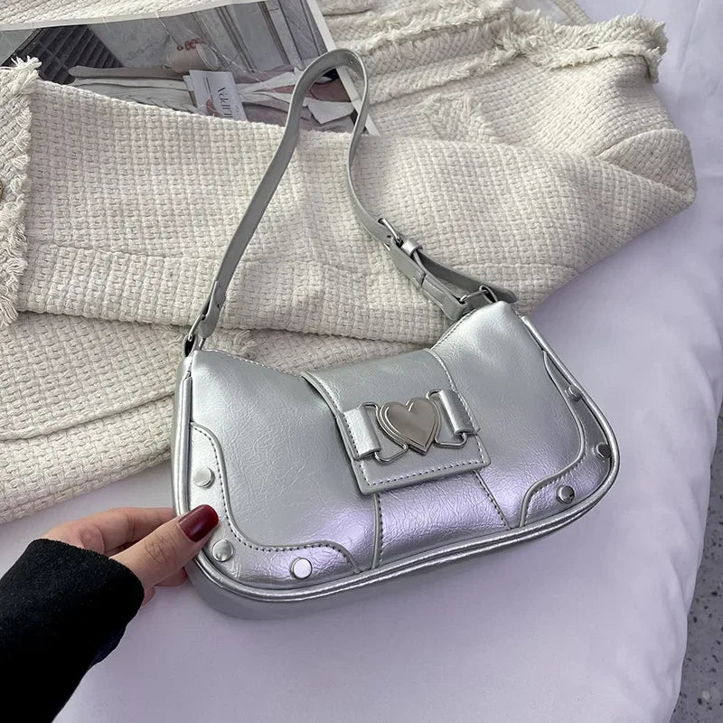 Fashion Women Y2K Armpit Bag | Luxury Design Pleated Underarm Shoulder Bag | Solid Color Hobos Messenger Handbag Luxegan
