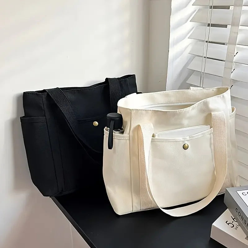 Large Capacity Canvas Tote | Multi-Pocket Shoulder Bag Luxegan