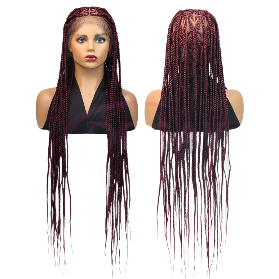 36" Heart Box Braids Lace Wig | Full Lace Cornrow Braids | Synthetic Braided Wig for Black Women | Clearance