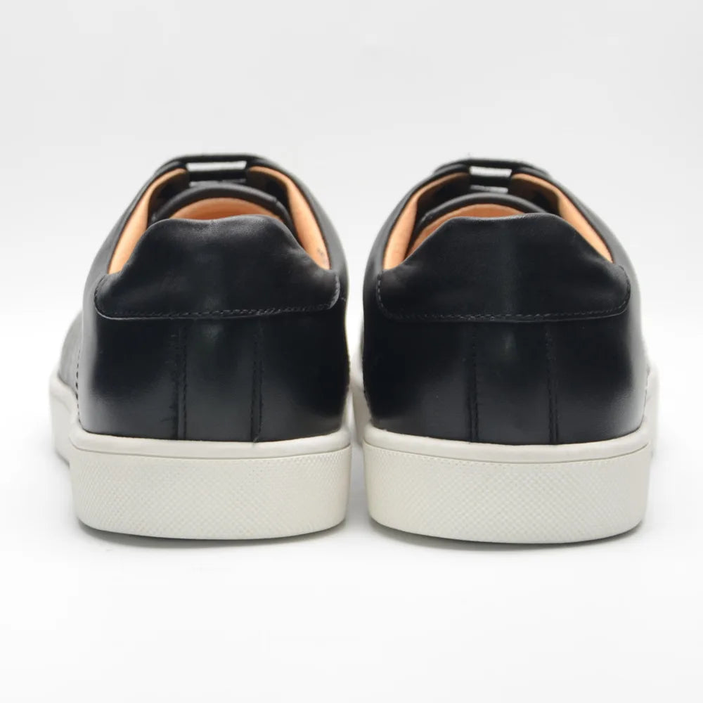 Luxury Designer Men's Genuine Leather Skateboard Sneakers | Classic Black, White & Brown Lace-Up Casual Oxfords Luxegan