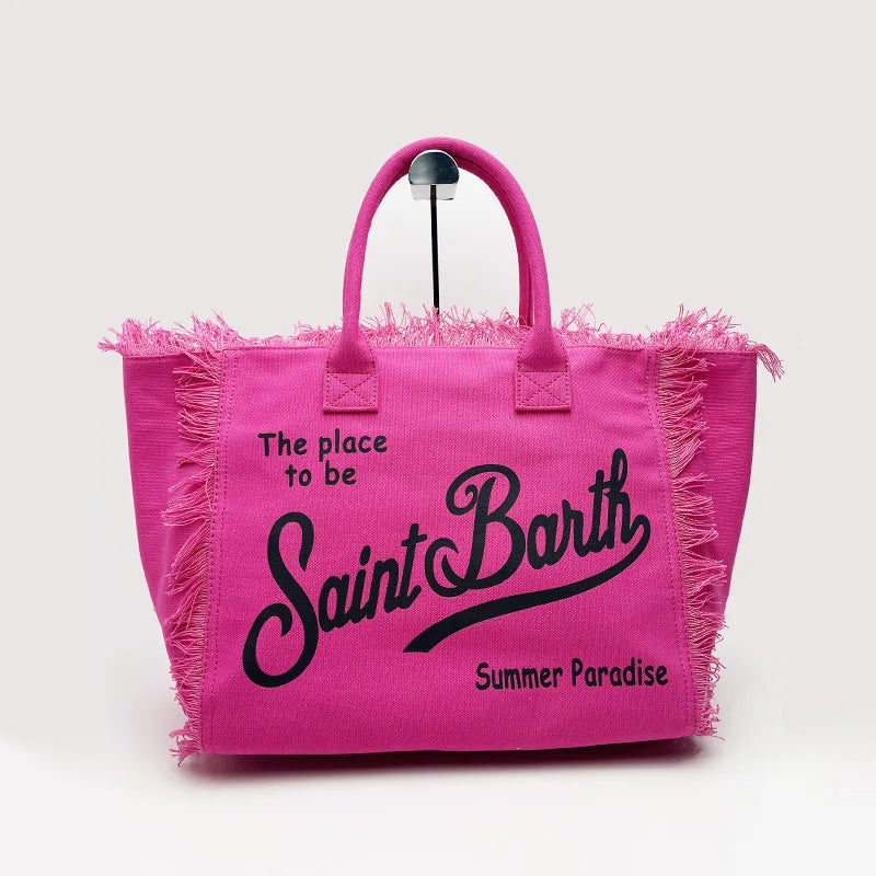 New Large Capacity Leisure Travel Bag | Handmade Canvas Tote with Tassel & Zipper Luxegan