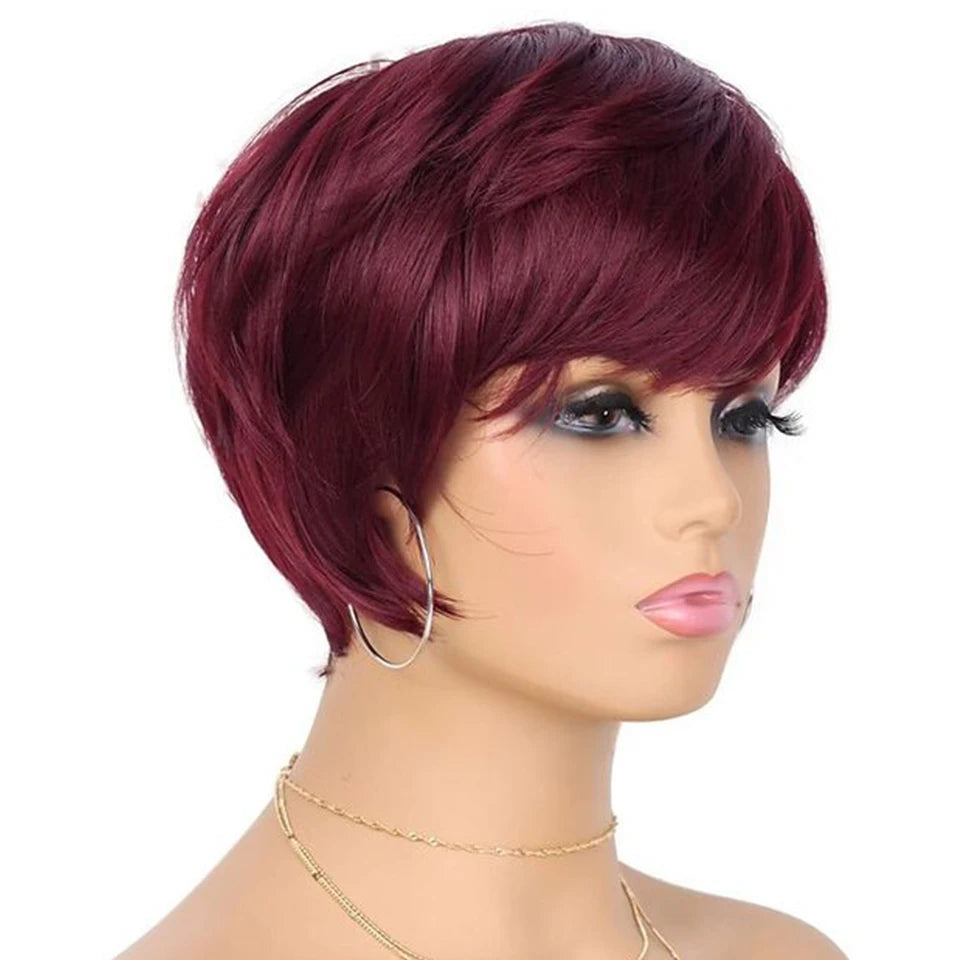 613 Honey Blonde Pixie Cut Straight Wig with Bangs | Glueless Peruvian Remy Human Hair Luxegan