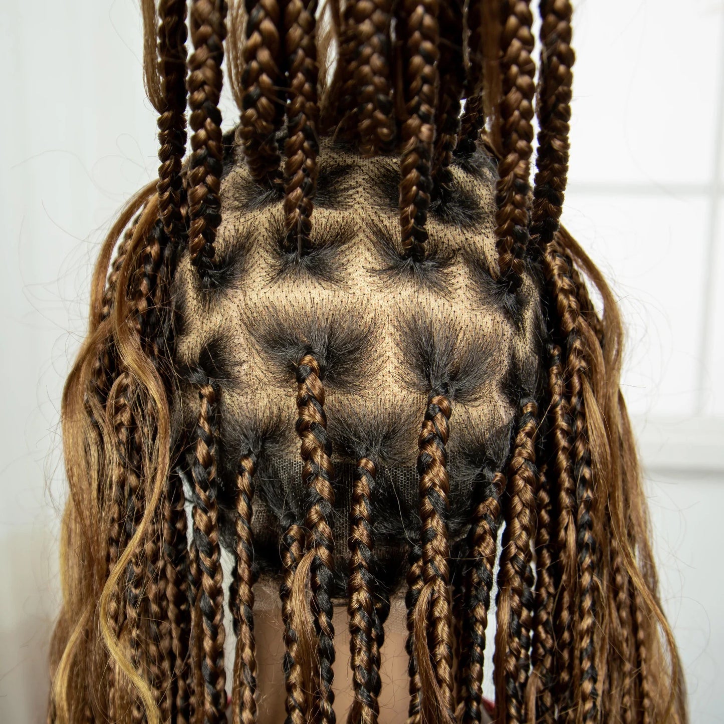 34" Boho Knotless Box Braids Wig | HD Full Lace | Ombre Braided Wig | Baby Hair | Synthetic Hair | Black Women