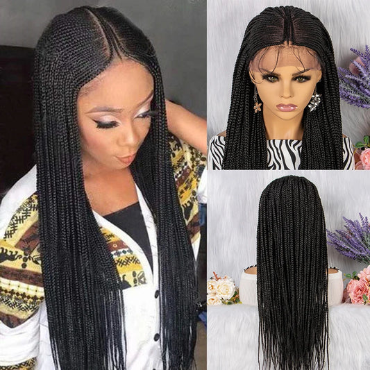 30" Braided Wig | Cornrows & Half Box Braids | 13x4 Lace Front | Baby Hair | Black Women