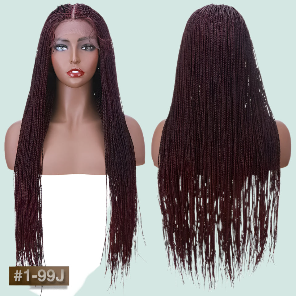 30" Senegalese Twist Braided Lace Front Wig | Knotless Braids | Synthetic Hair for Black Women