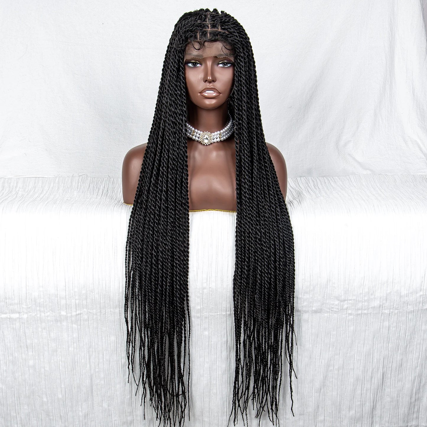 40" Long Straight Braided Wig | Full Lace | Baby Hair | Colored Braids Luxegan