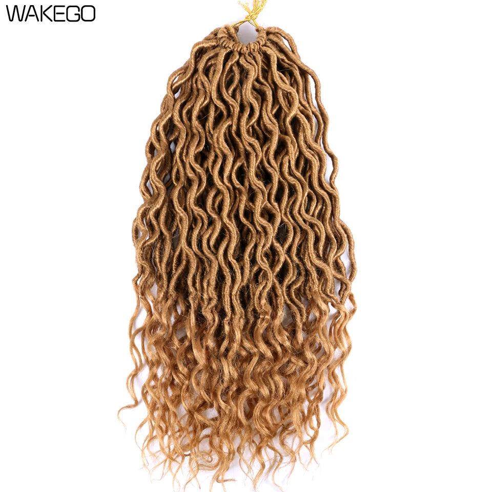 Goddess Faux Locs Crochet Hair | 18" Soft Curly Braids | Ombre Dreadlocks Extensions | 24 Strands/Pack Luxegan