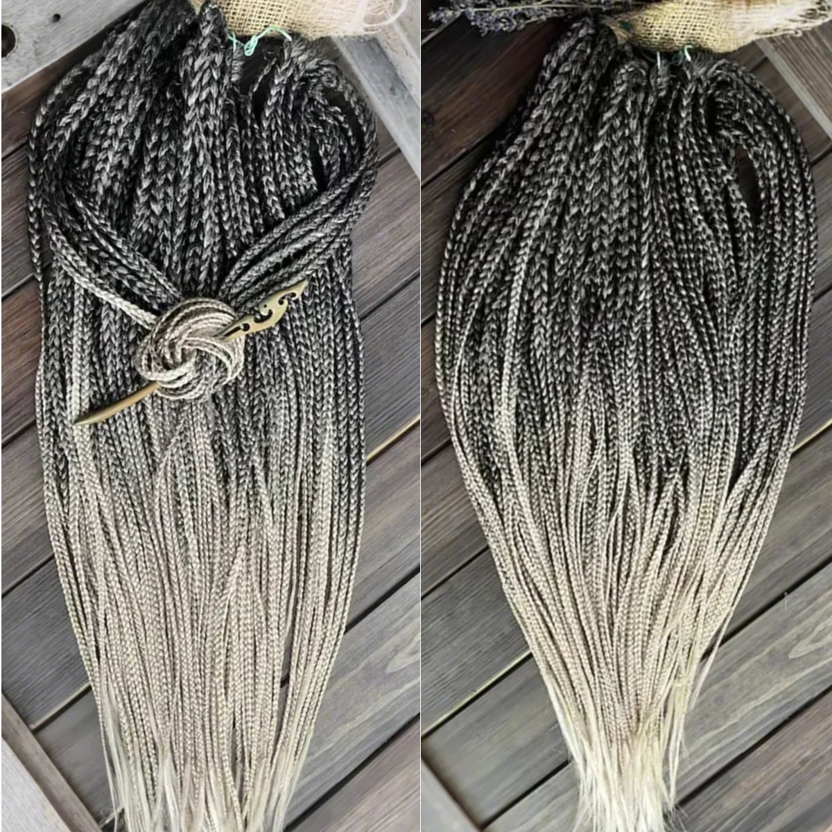 Ombre Box Braids Wig | Black to Blonde | Smooth Kanekalon Braids | Lace Front | Natural Look