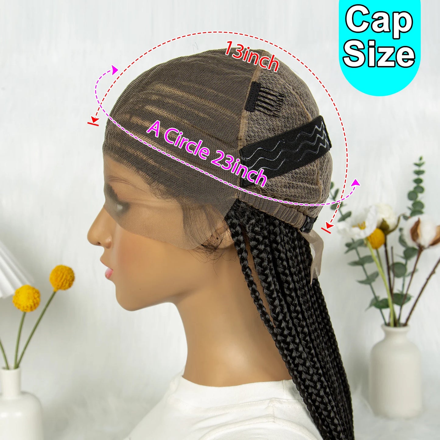36" Cornrow Braided Wig | Full Lace Braided Wig | Box Braids | Long Braids | Synthetic Hair | Black Women
