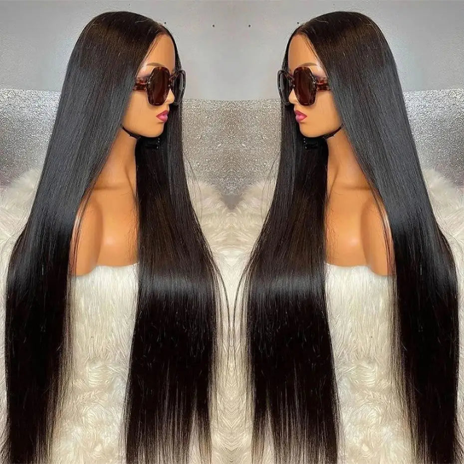 180% Density Straight Human Hair Wigs | HD 4x4 Lace Closure & 13x4/13x6 Lace Frontal Wig (Remy, 30-36 Inch Transparent Lace) Luxegan
