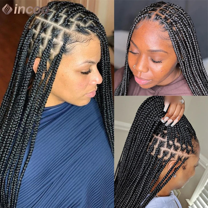 36" Small Box Braids Wig | Full Lace | Cornrows & Knotless Braids | Transparent Lace Luxegan
