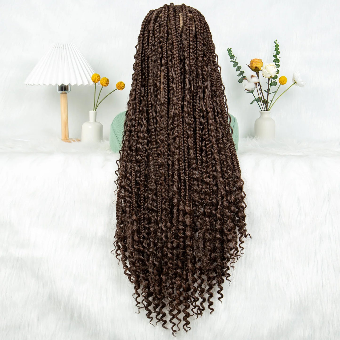 KIMA Box Braids Synthetic Wigs Full Lace  Dreadloks Braided Wigs Knotless Goddess Boho Braided Wigs Hair for Black Women