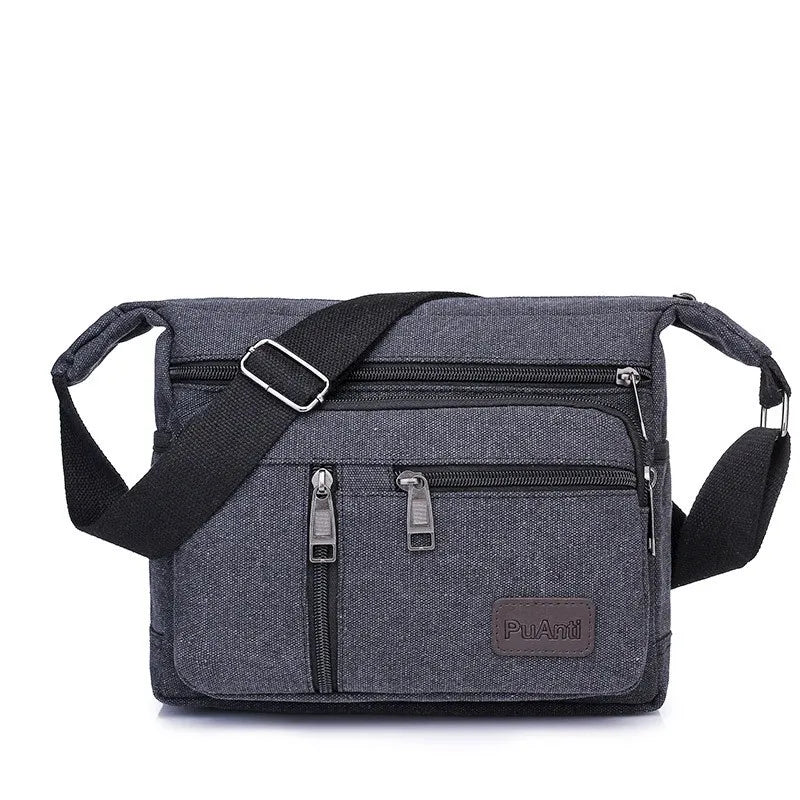 Men's Fashion Canvas Shoulder Bag | Sophisticated Casual Travel Tote | Elegant High-Quality Crossbody Messenger Bag | "Dignified" Soft Canvas Satchel for Professional and Leisure Versatility Luxegan