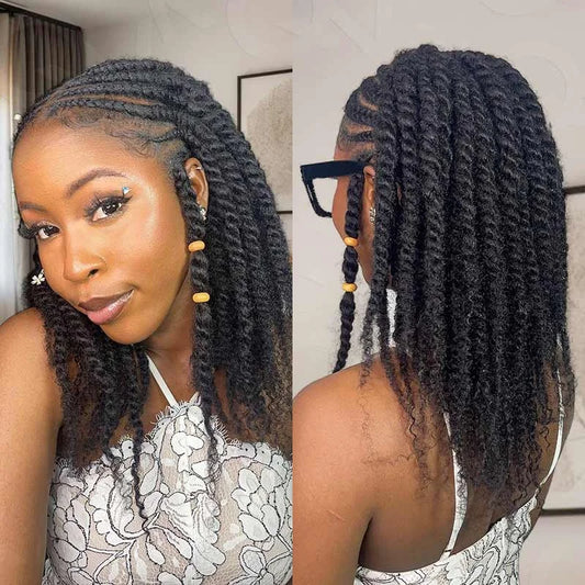 Brazilian Afro Kinky Bulk Human Hair for Braiding - Remy Hair Bundles (Natural Black)