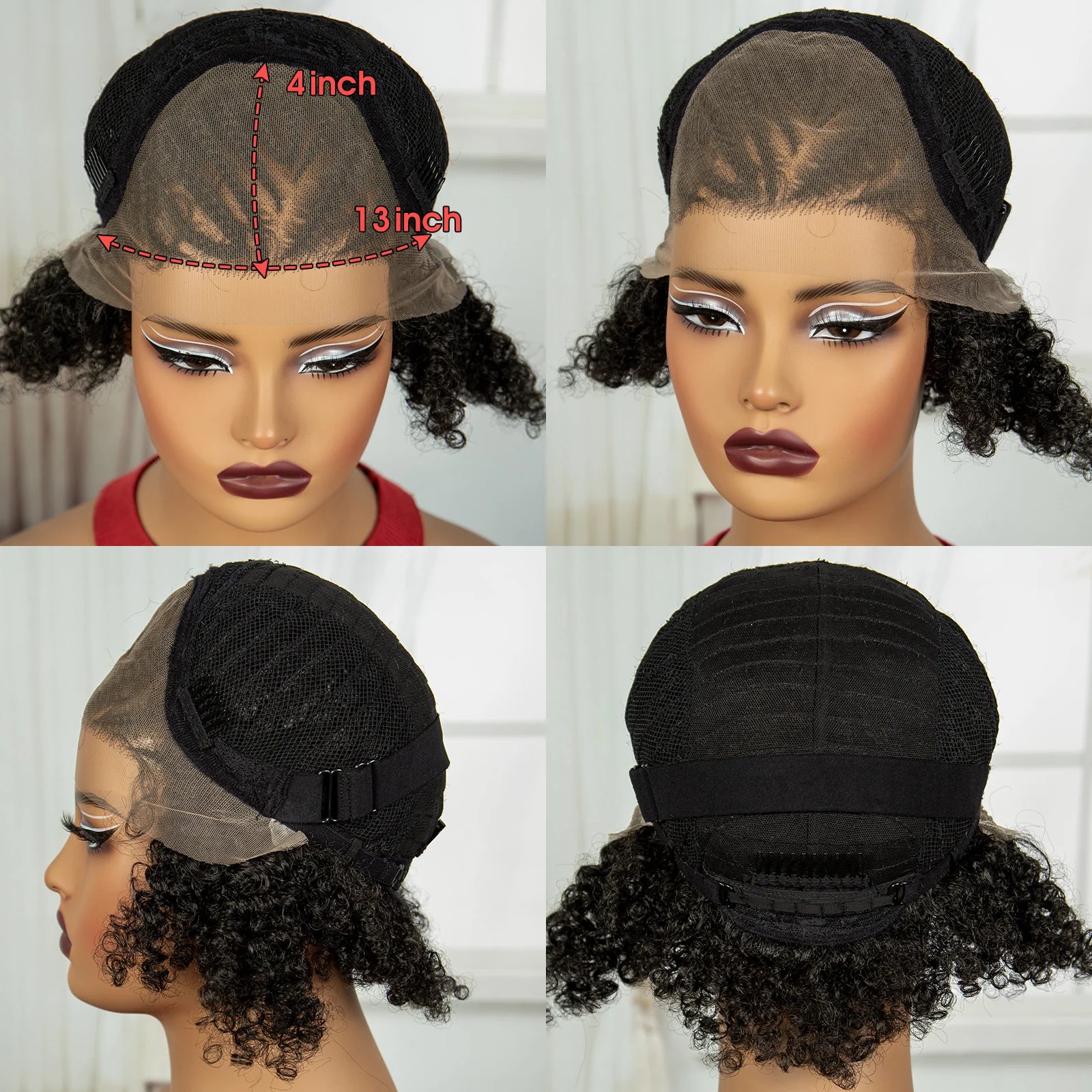 Natural Afro Kinky Curly Braids Bob Wig | Transparent Lace Front | Baby Hair Luxegan