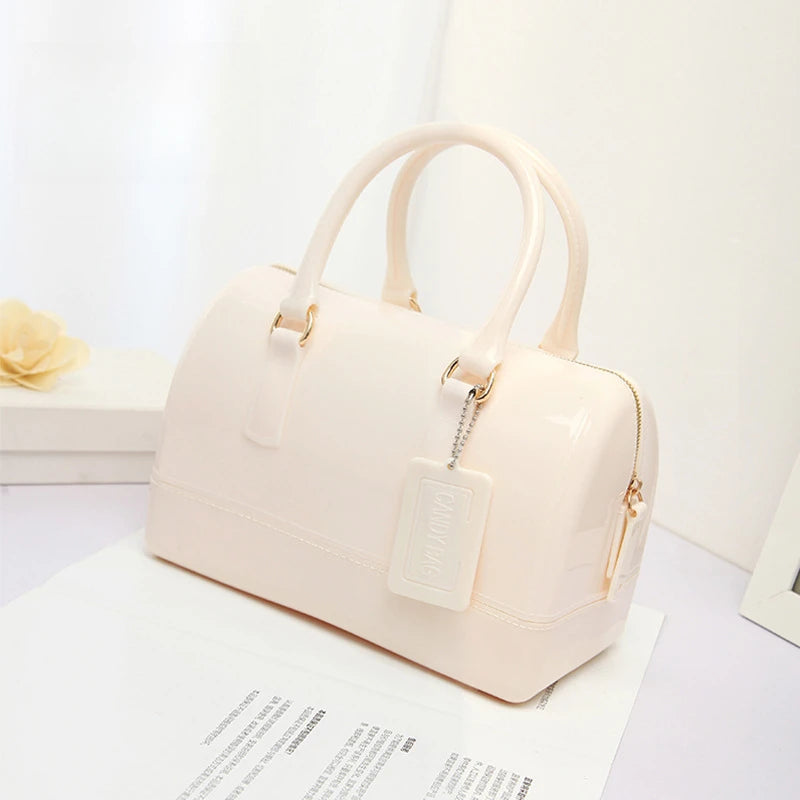 1pcs Jelly Crossbody Shoulder Bag | PVC Transparent Pillow Shape Handbag | Macaron Color Women's Casual Tote European Style Luxegan