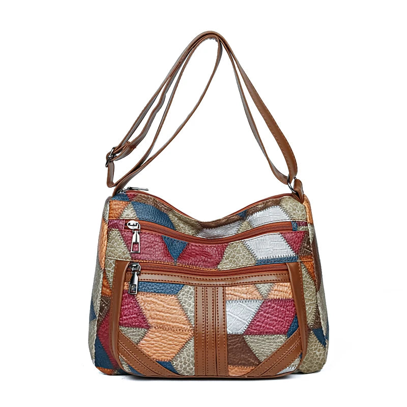 New Style Women’s Casual Shoulder Bag | Stylish PU Leather Patchwork Crossbody | Simple Minimalist Tote with Adjustable Strap | Versatile Daily Handbag Luxegan