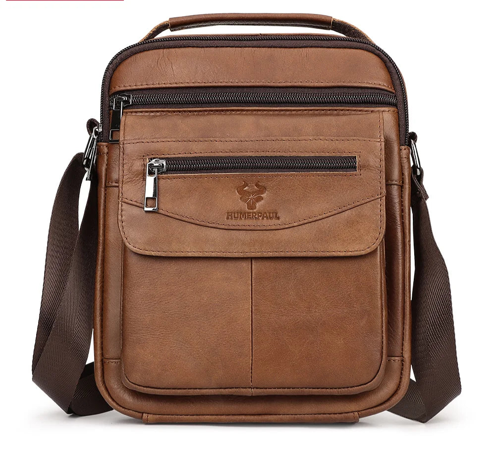 Casual Men's Shoulder Bag | Genuine Leather Business Messenger & Travel Sling Bag Luxegan