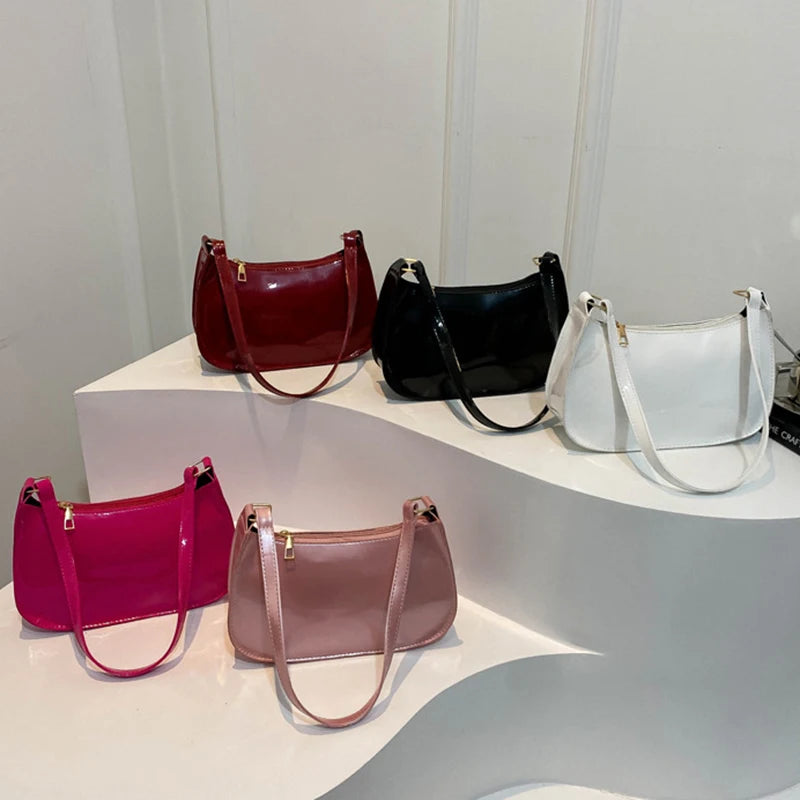Women's Retro Solid Color PU Leather Shoulder Bag Handbag