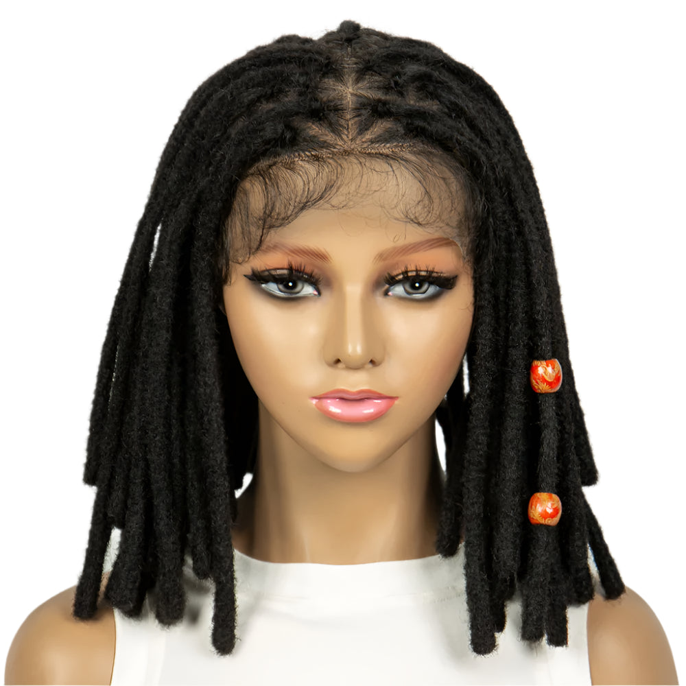 Short Locs Cornrow Braids Wig | Full Lace | Baby Hair | African Inspired Luxegan