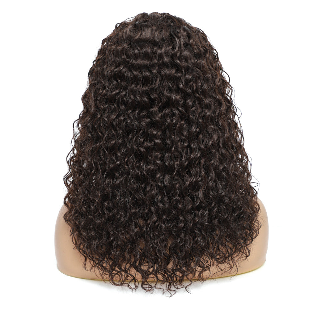 Water Wave Headband Wig | Darker Brown | Synthetic Curly Hair Wig | 20 Inches | Glueless | Full Machine Made Wigs - Luxegan