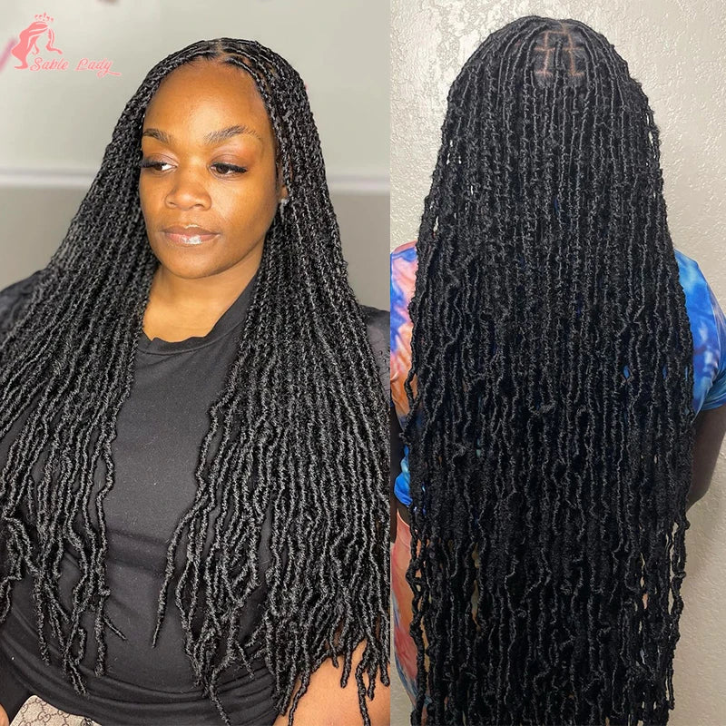 Long 40" Synthetic Knotless Braided Wigs Dreadlock Locs Braids Wigs for Black Women Twist Box Braids Full Lace Front Wig African Luxegan