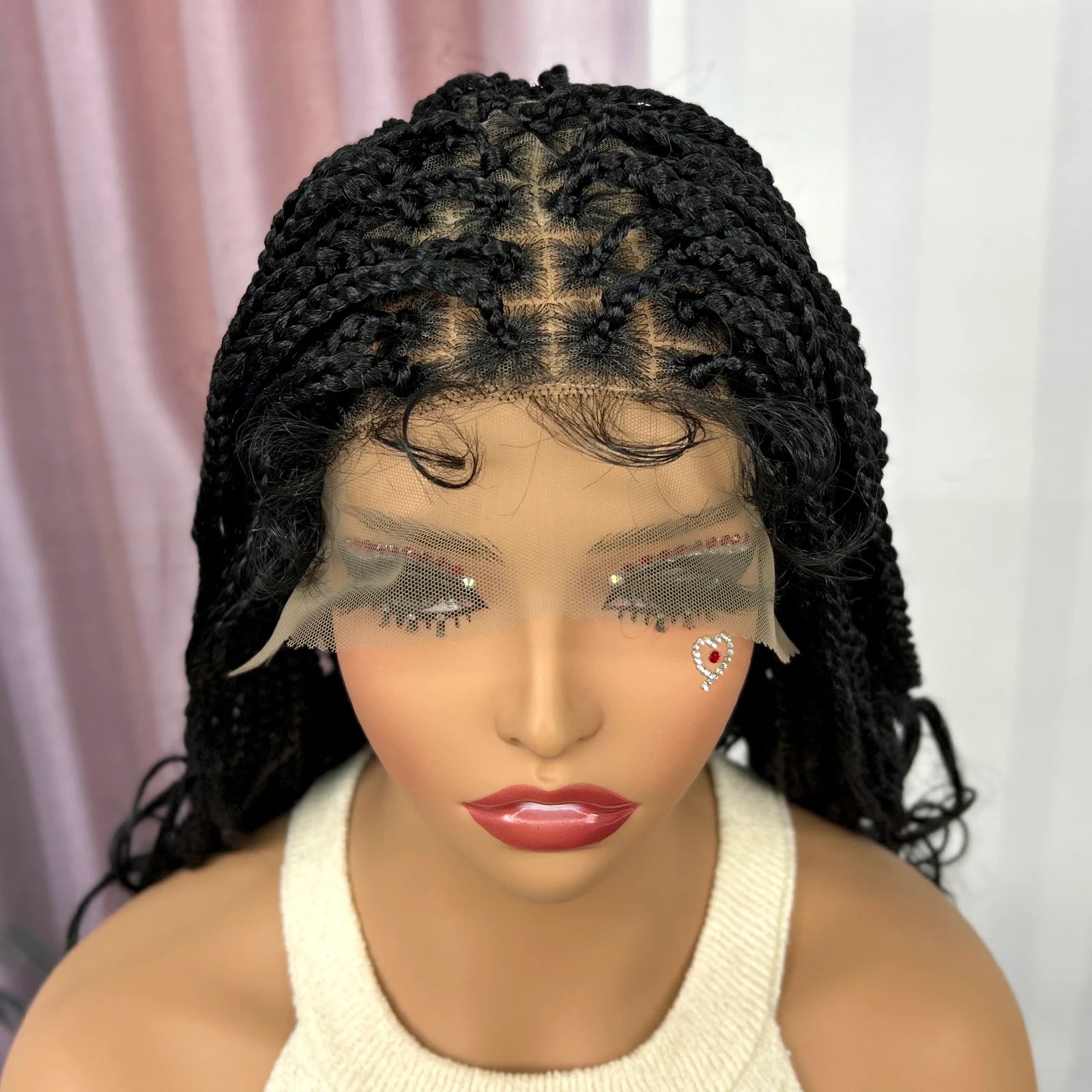 Ombre Knotless Box Braided Wig with Wavy Ends - Lace Front Braided Wig with Baby Hair for Black Women