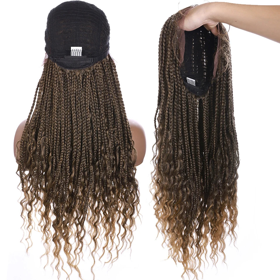 28" Knotless Box Braids Wig | Long | Lace Front | With Baby Hair | Afro Brazilian Style