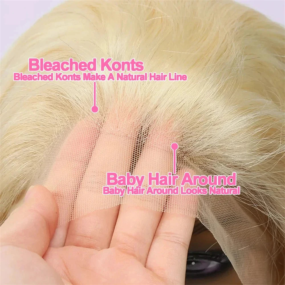 HD Transparent 613 Blonde Lace Front Wig | Bone Straight Brazilian Remy Hair | 200% Density